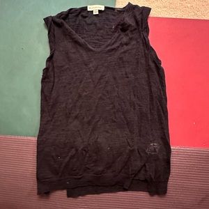 White + Warren Navy Sleeveless Top Size S Small